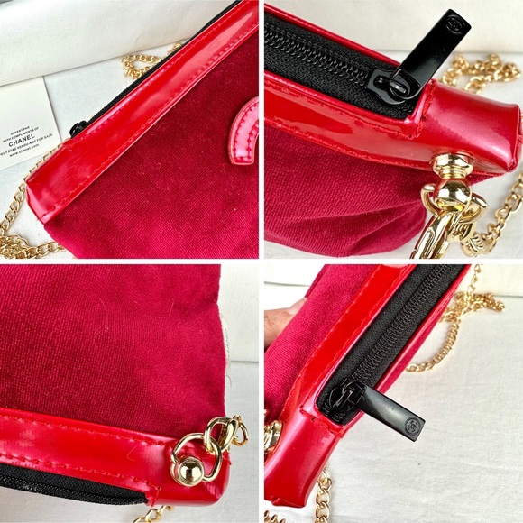 CHANEL crossbody in red velvet CC Beauty line or bum bag with chain & ch… - Picture 7 of 13